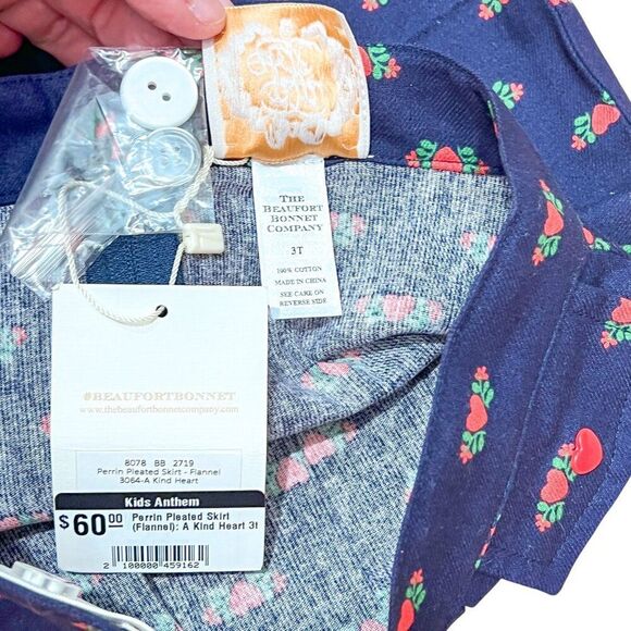 NWT! The Beaufort Bonnet Company TBBC Navy Perrin Pleated Heart Skirt Size 3T - Picture 5 of 6